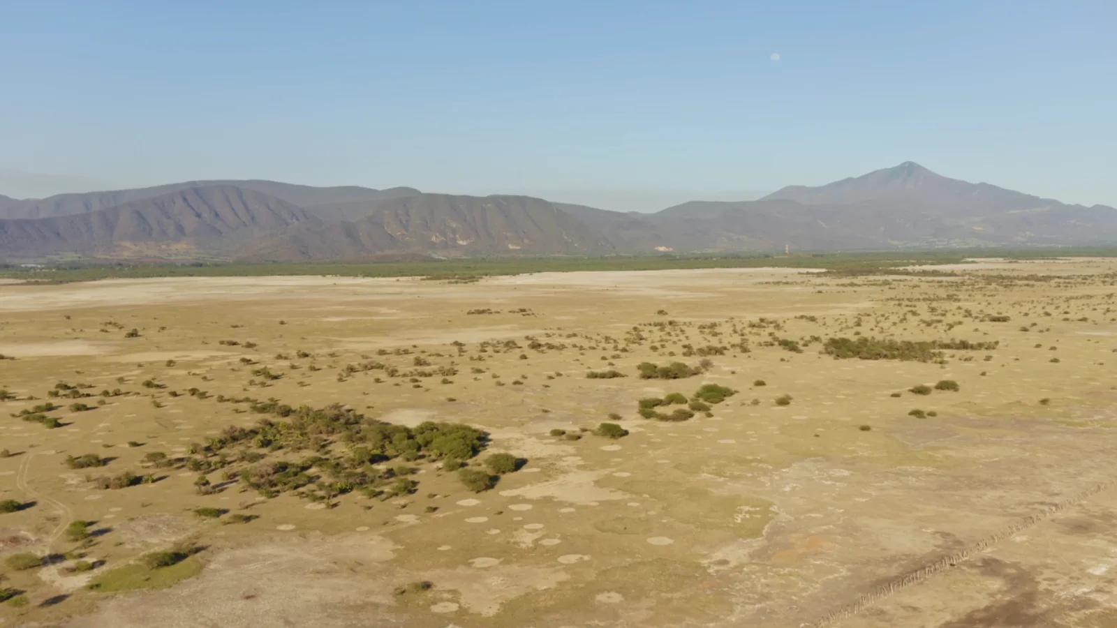 La sierra y el llano del desierto bajo luz de mañana